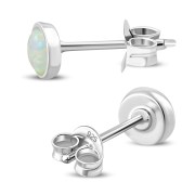 Synthetic Sun & Ice Opal Round Sterling Silver Stud Earrings, e440st